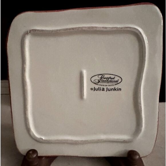 Vintage Julia Junkin handpained wine and cheese design trivit with raised bottom - Picture 6 of 7
